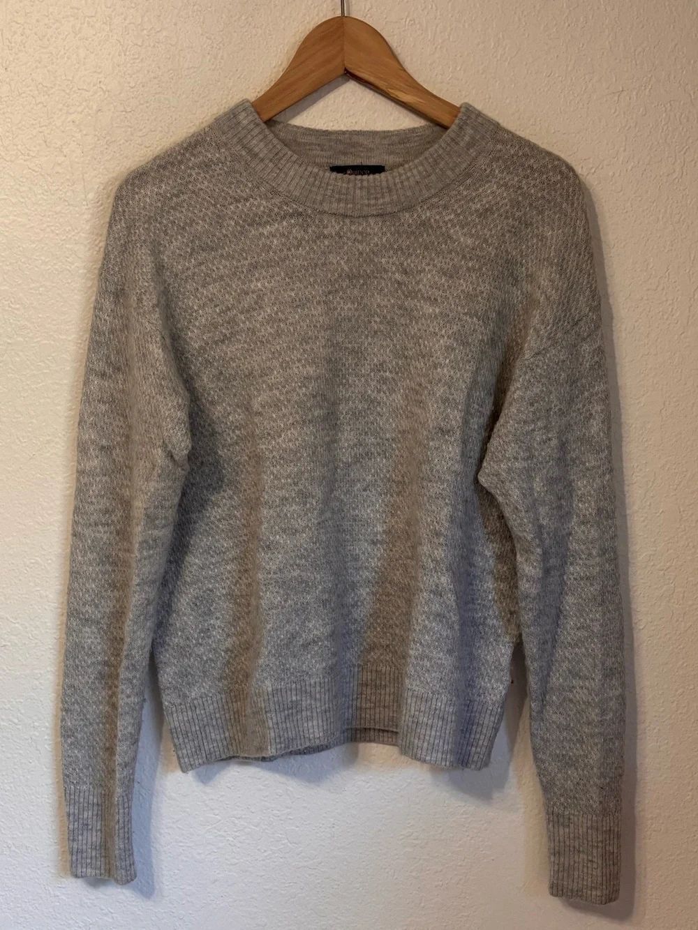 Quince Wool Blend Diamond Knit Pullover Large